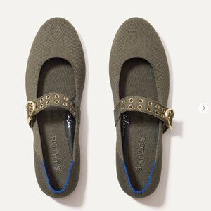 Rothy's Size 9.5 Green Mary Jane Ballet Flats Like New